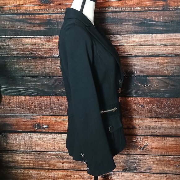 Cache Contour Collection Jacket Blazer Size S Black Embellished Ponte Made in US - Picture 5 of 9